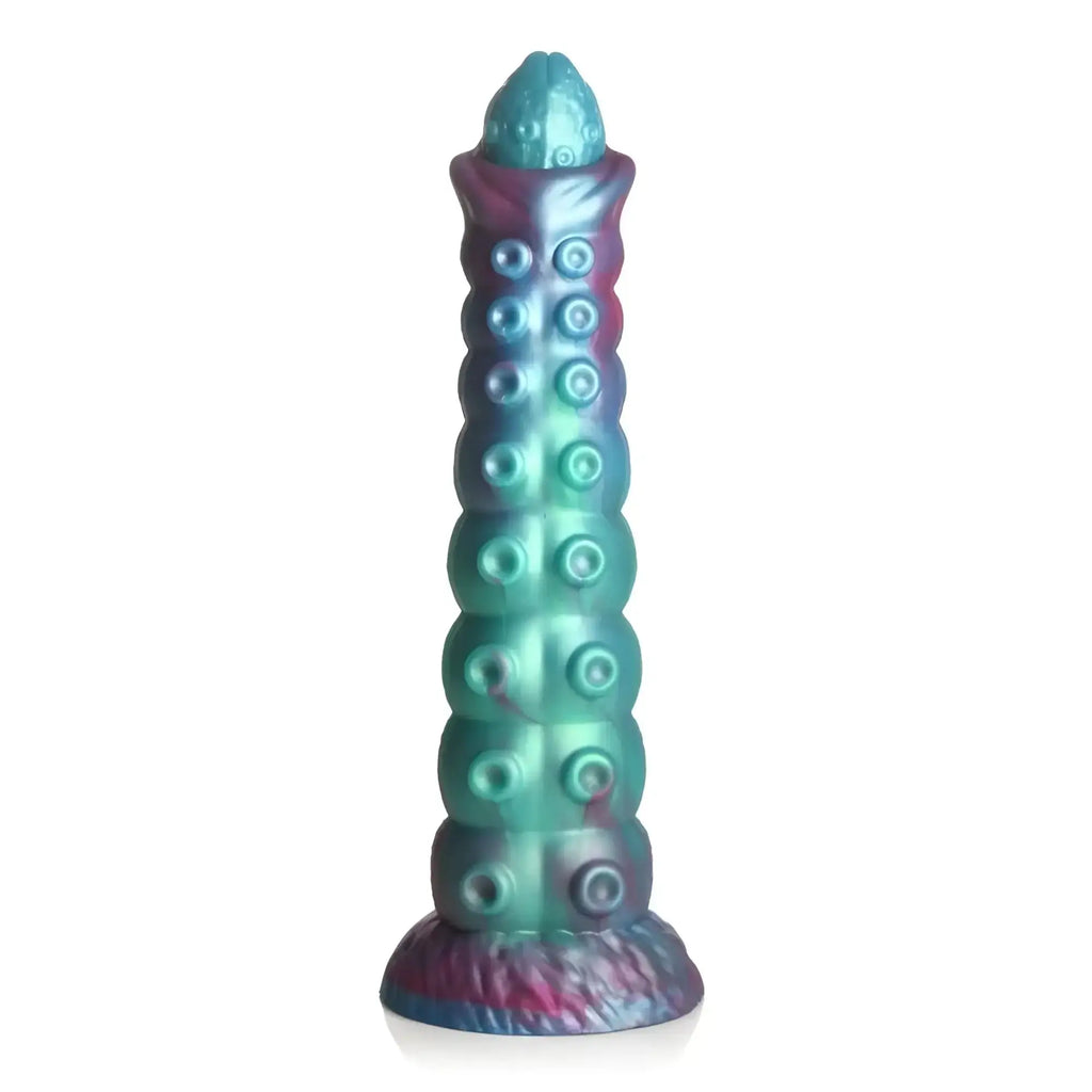 Creature cocks galactic breeder ovipositor silicone dildo in purple showing the back side detail and texture
