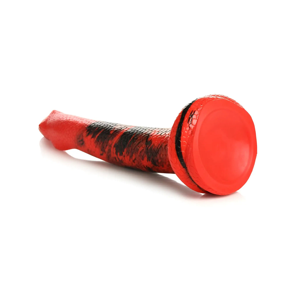 Creature cocks large king cobra 14 inch silicone dong with red and black textured golf tee featuring a rounded head