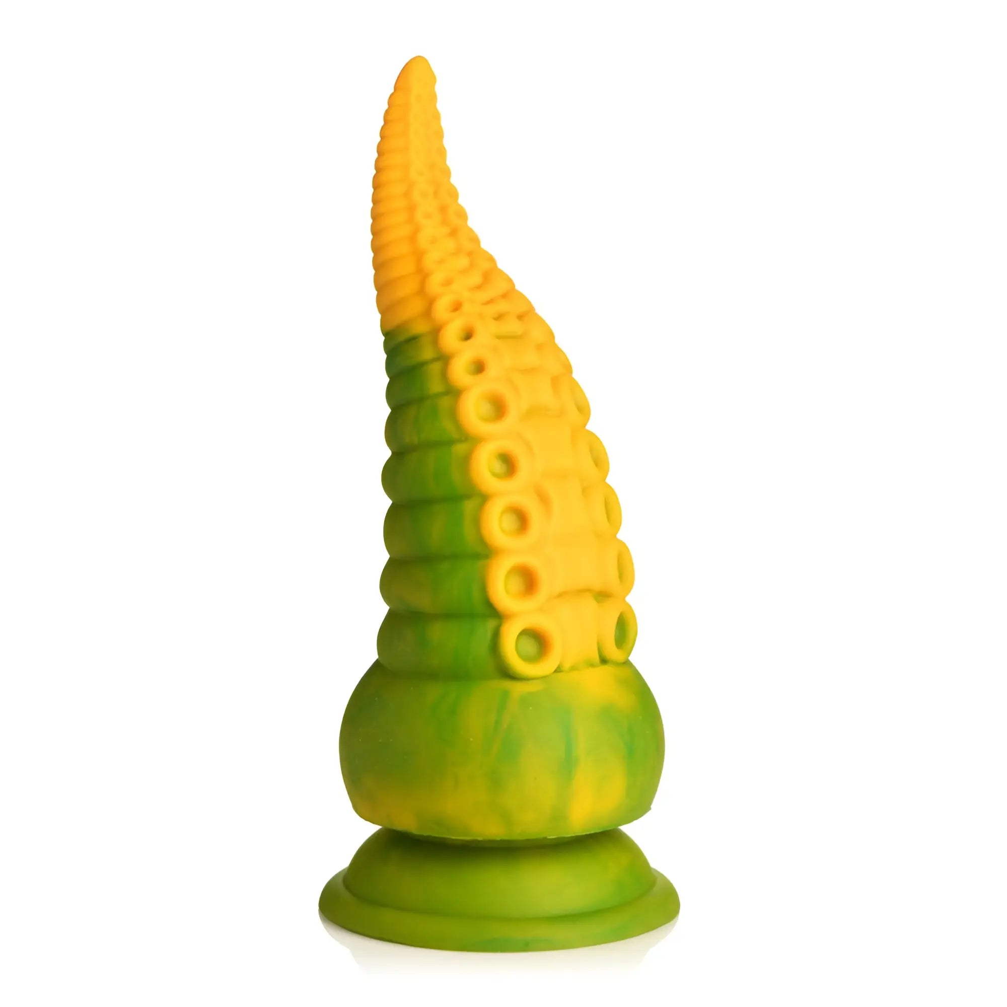 Creature Cocks Monstropus 2.0 vibrant yellow and green silicone vibrating tentacle dildo with textured segmented design