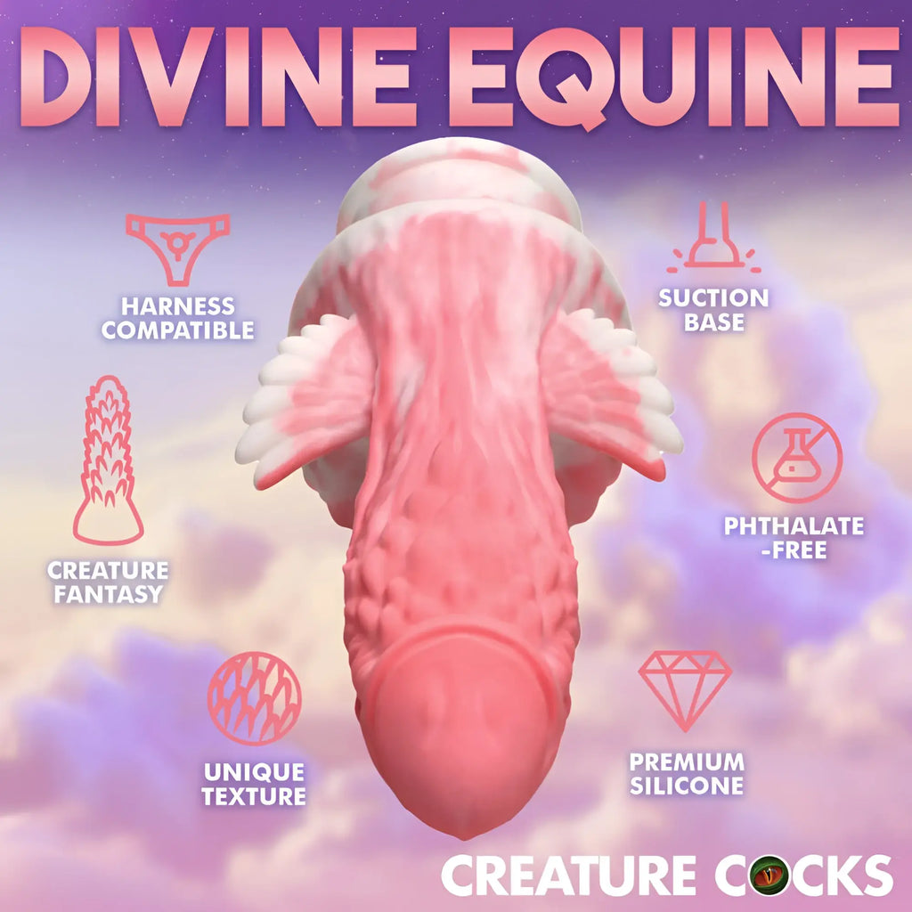 Pink phthalate-free premium silicone creature cock with suction base and harness-compatible design from creature cocks Pegasus Pecker