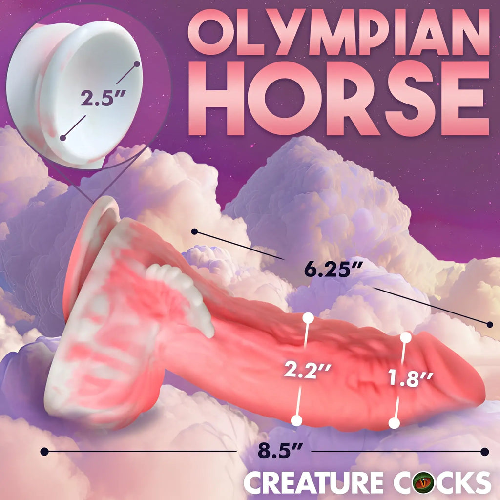 Pink and white silicone olympian horse toy winged dildo by creature cocks for adult pleasure use