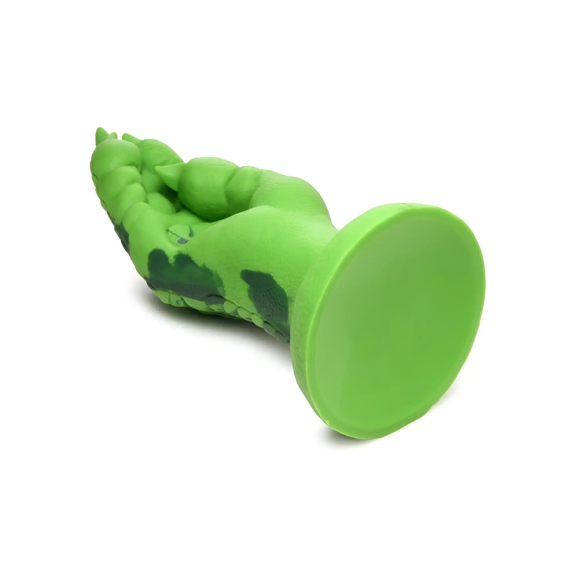 Bright green silicone raptor claw dildo with flat circular base designed for fisting in the Creature Cocks line