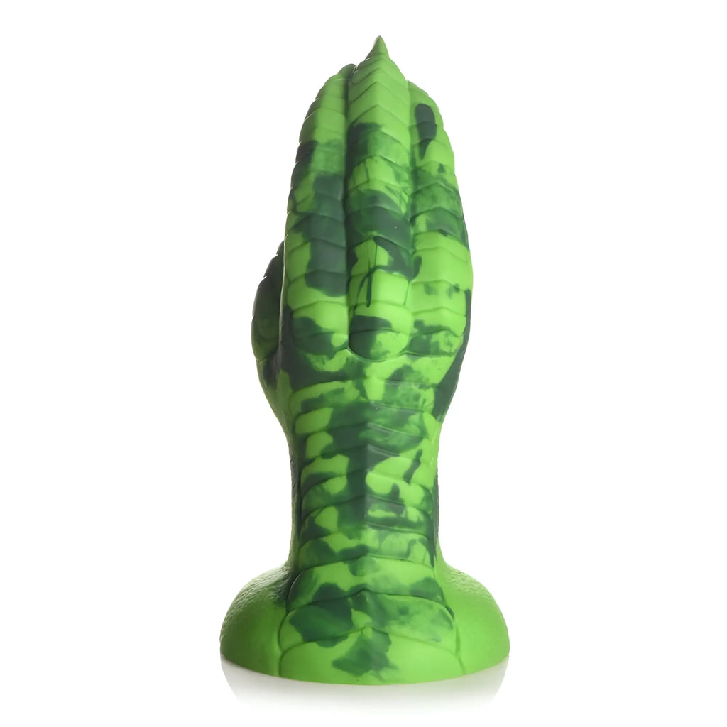 Green and black camouflage silicone raptor claw dildo hand figurine for fisting by Creature Cocks