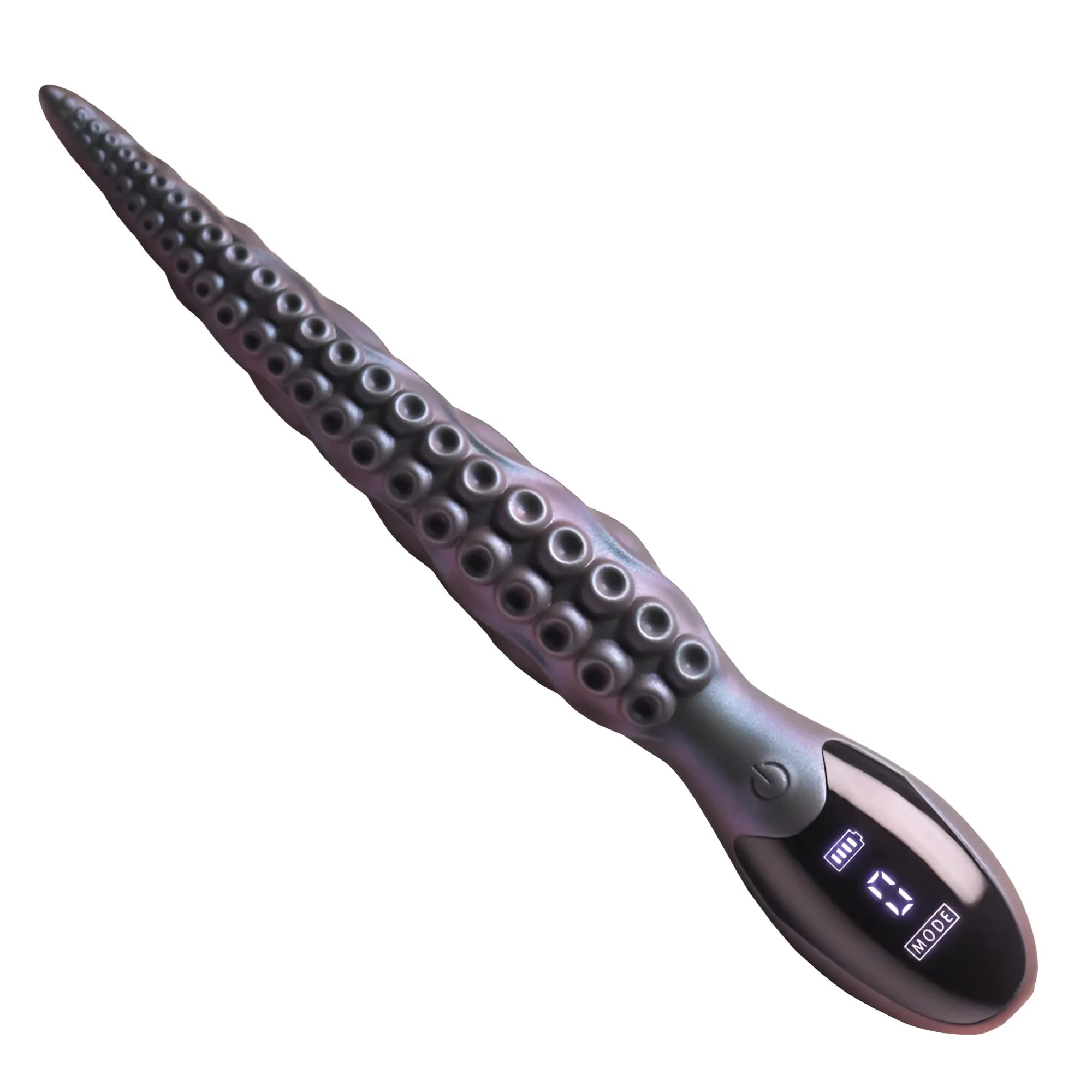 Black octopus-shaped Creature Cocks Tentavibe silicone vibrator with textured suction cups and digital display handle
