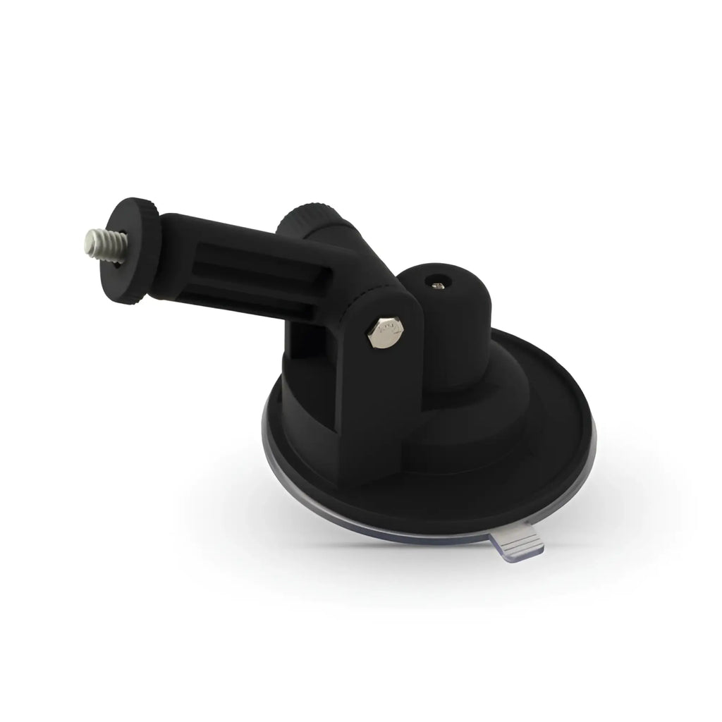 Black Cruizr holder with suction cup mount adjustable arm and threaded screw for camera attachment