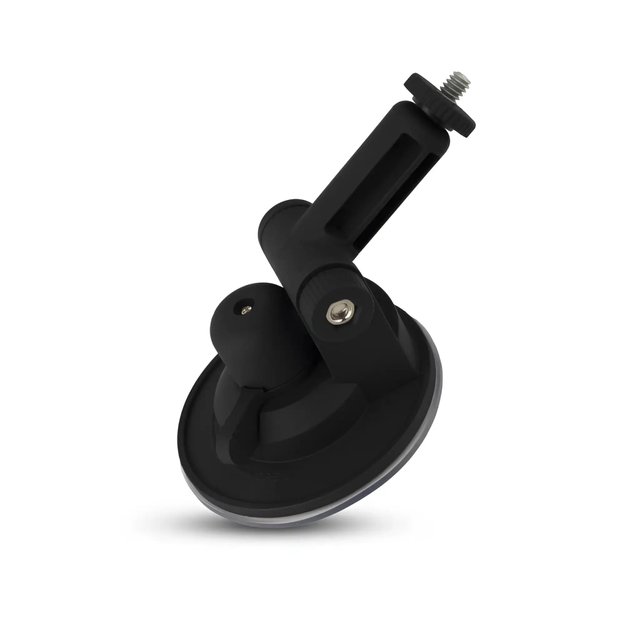 Black plastic suction cup mount with adjustable arm and threaded screw for cameras by cruizr cruizr holder