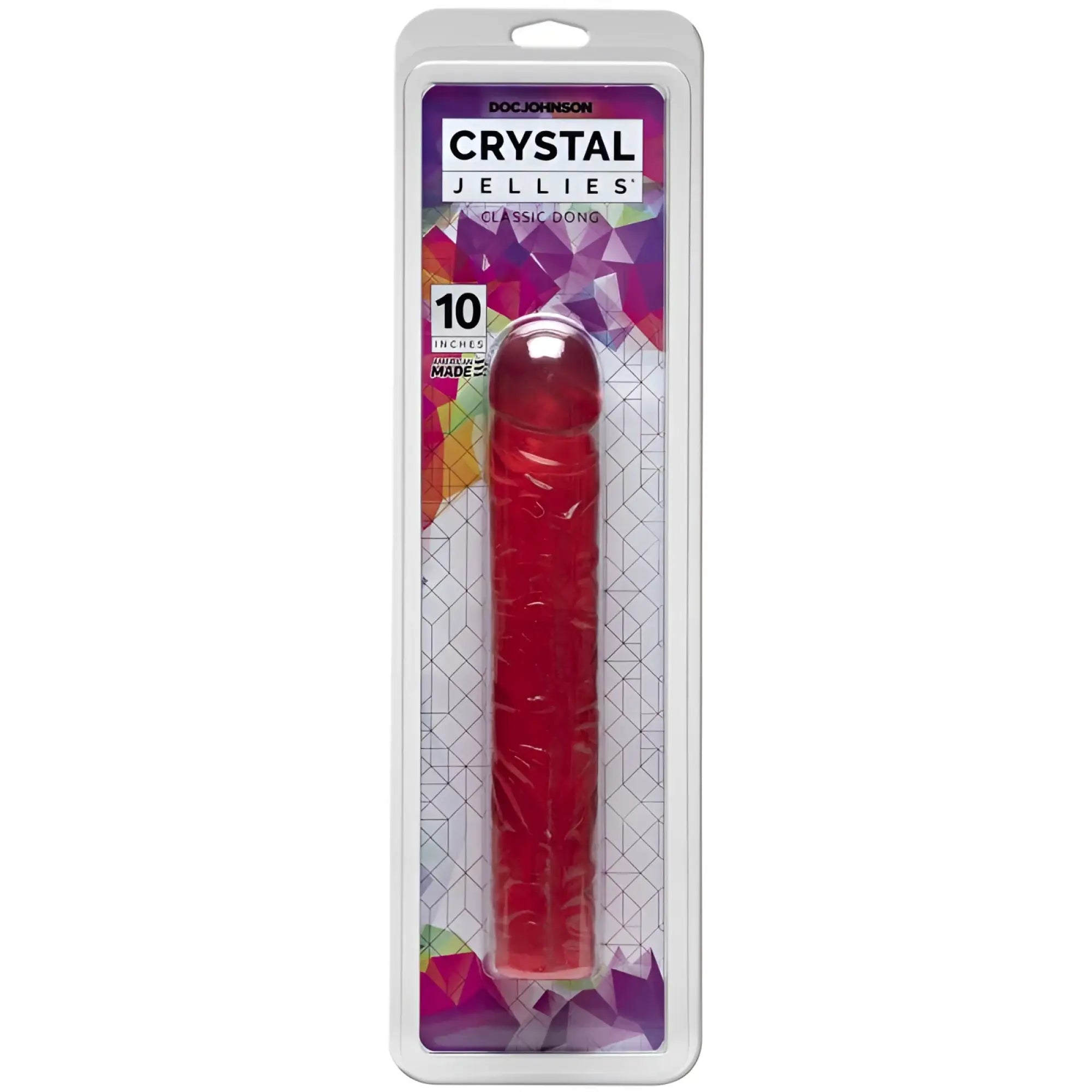Red translucent crystal jellies classic dong by doc johnson 10 inch pink flexible crystal material dildo