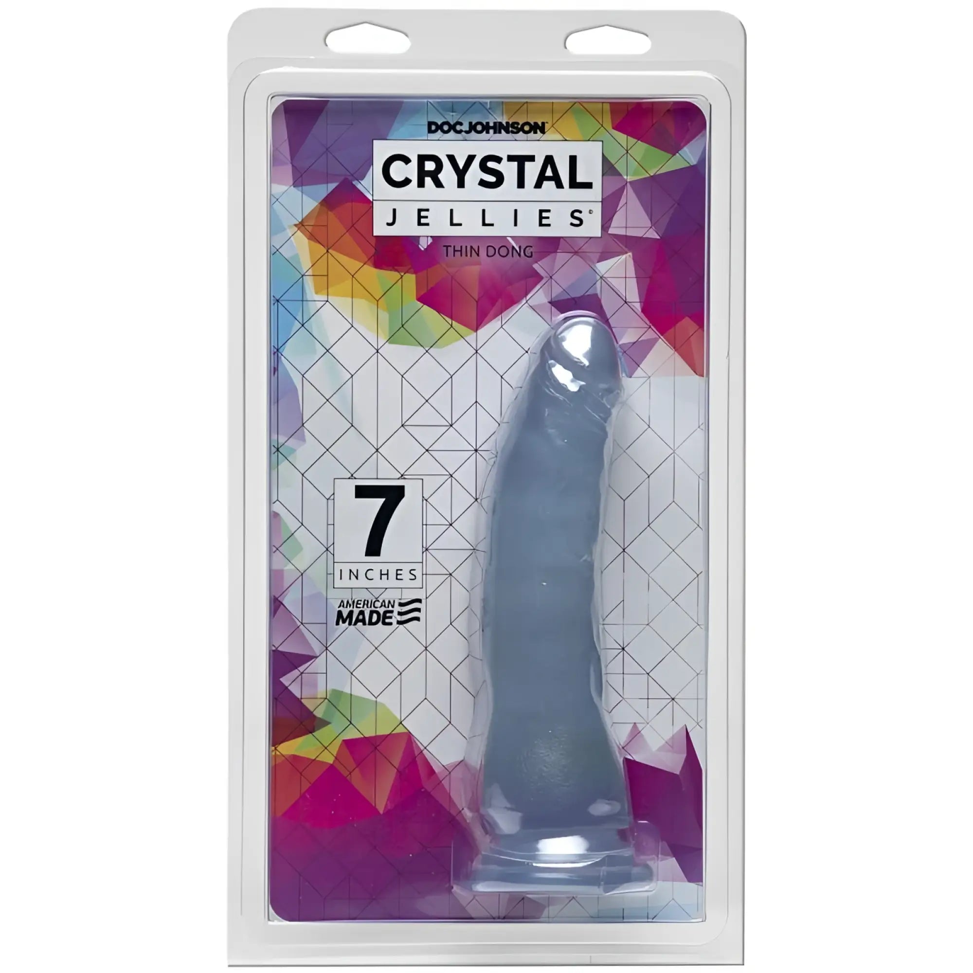Transparent gray crystal jellies 7 inch thin dong clear made of smooth glossy silicone with tapered design