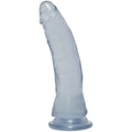 Transparent silicone dildo crystal jellies 7 in thin dong clear with curved tapered design and rounded head