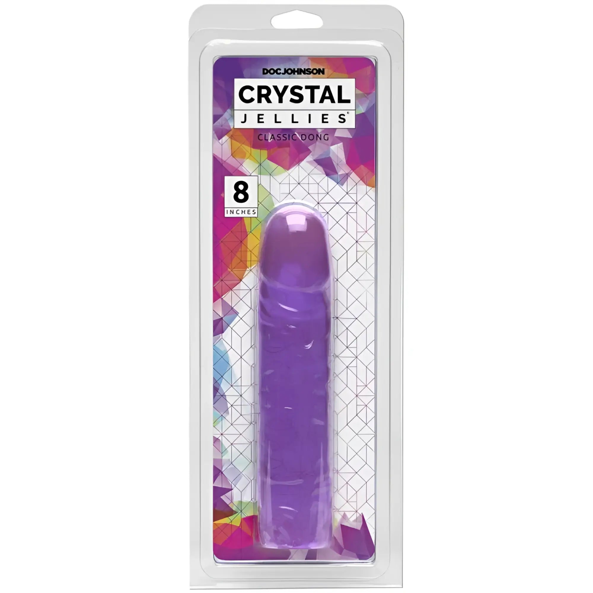 Purple translucent silicone crystal jellies 8 inch classic dong by doc johnson for versatile use
