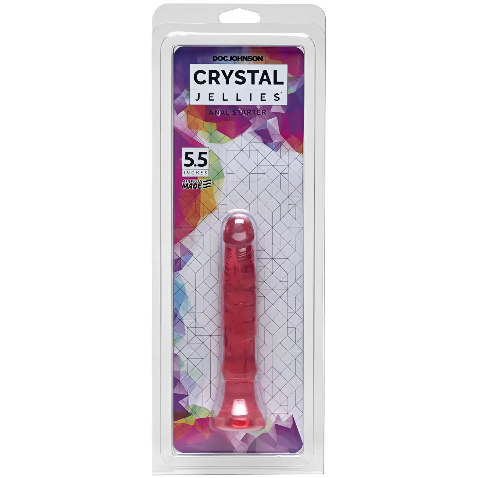 Crystal Jellies anal starter pink red translucent plastic with textured surface by doc johnson for beginners