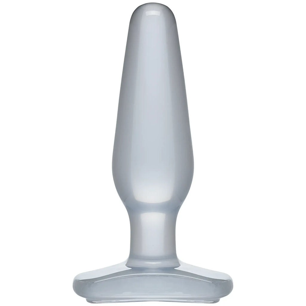 Crystal jellies medium butt plug clear made of transparent silicone with smooth tapered design and wide stable base