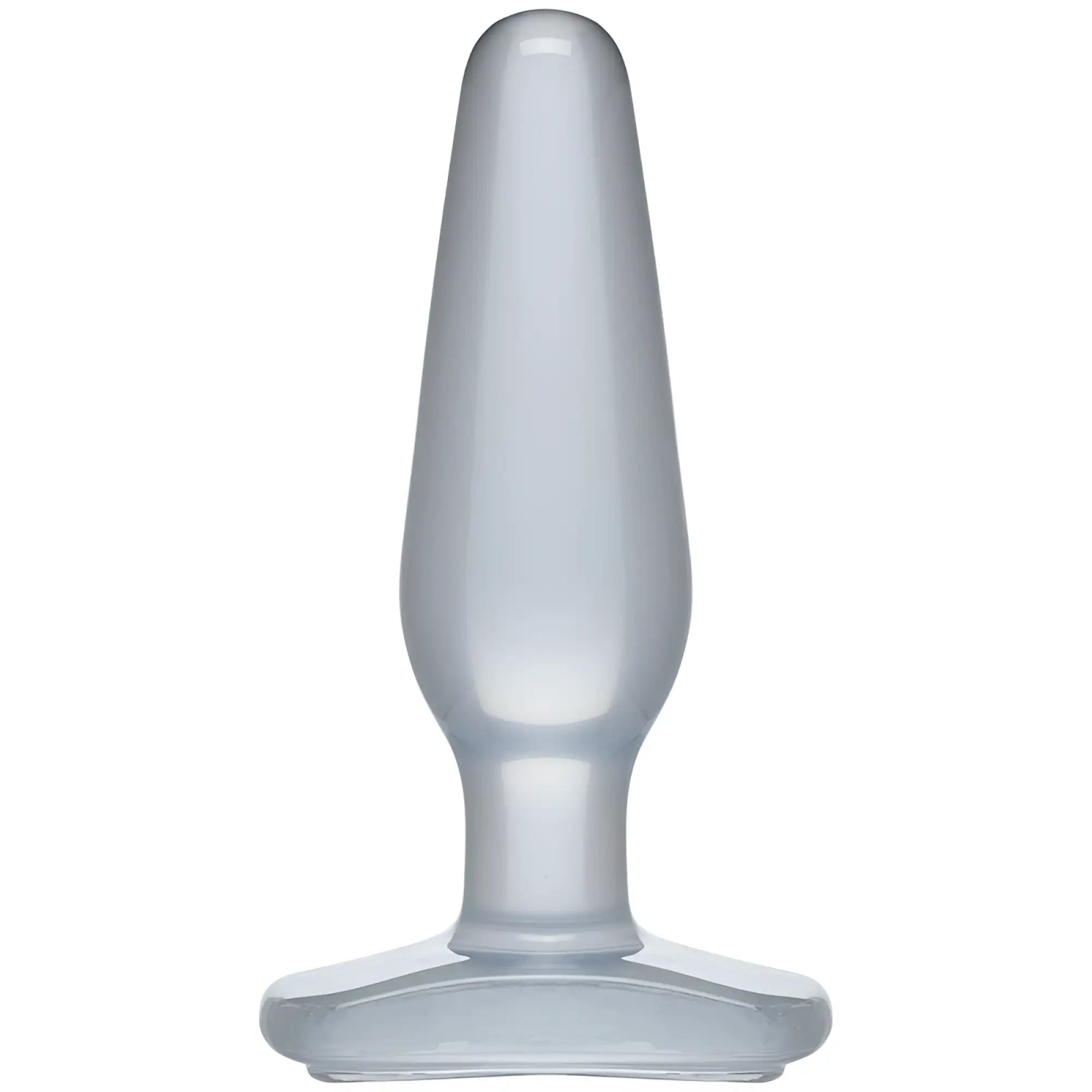 Crystal jellies medium butt plug clear made of transparent silicone with smooth tapered design and wide stable base