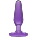 Crystal jellies medium butt plug purple made of translucent purple silicone with a smooth tapered design and flat base