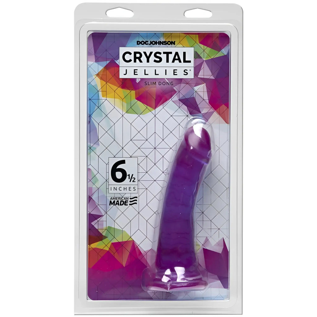 Purple translucent silicone crystal jellies slim dong 6½ inches long by doc johnson american made sex toy