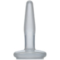 Transparent silicone anal plug with smooth tapered design and rounded base crystal jellies small butt plug clear
