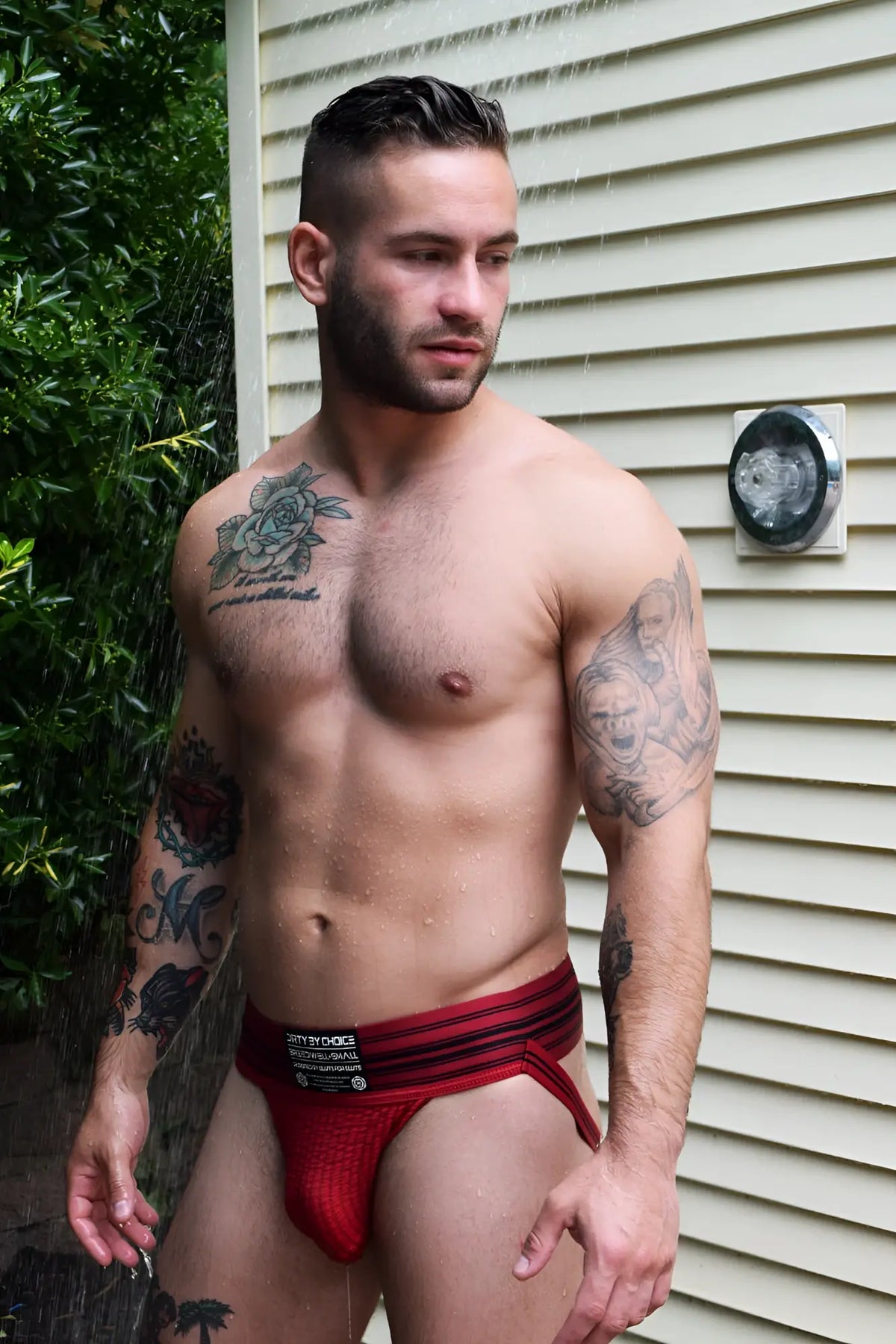 Red and black athletic mesh briefs cumdump jock with anthropologie waistband for active wear