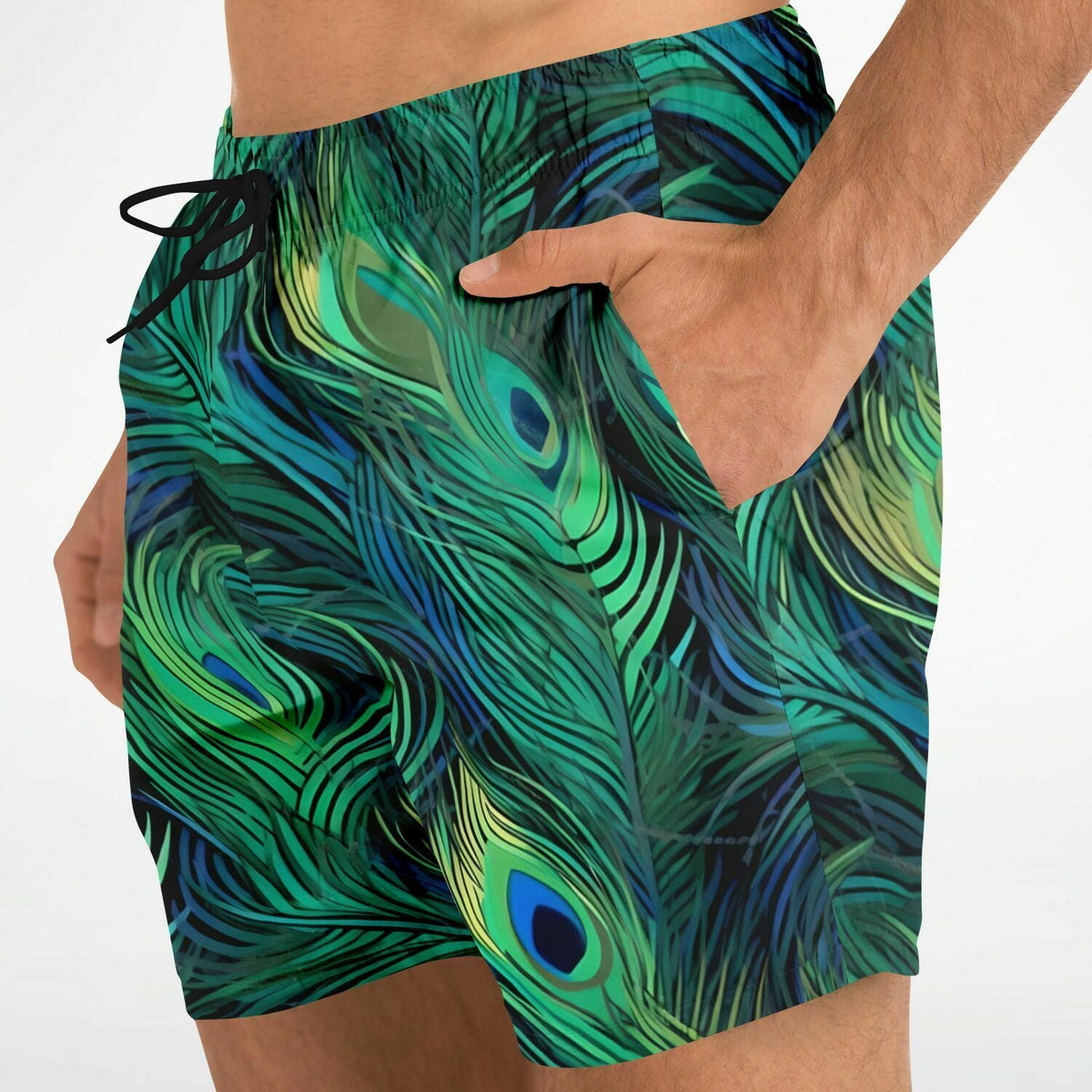 Maris Equi Peacock Feather Print Swim Shorts / Trunks for Men