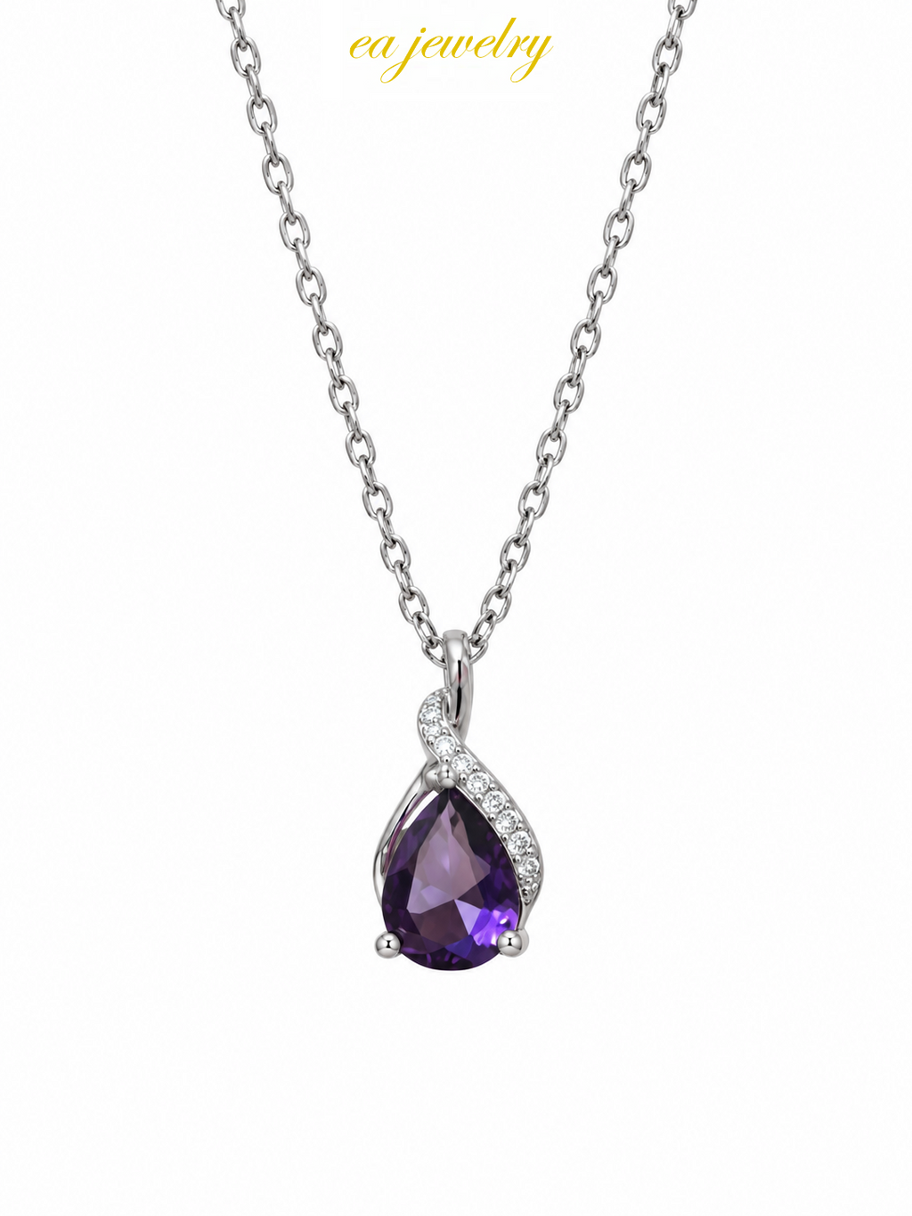 Purple Teardrop Crystal Necklace