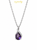 Purple Teardrop Crystal Necklace