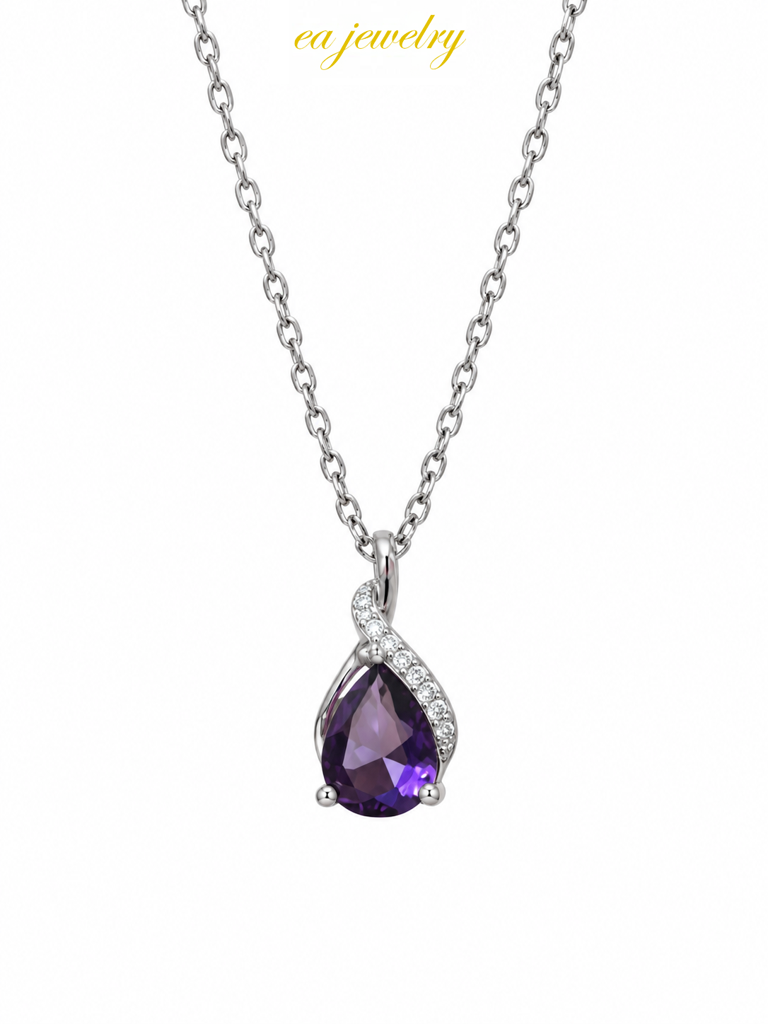 Purple Teardrop Crystal Necklace