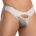 White daddy brand menâ€™s briefs jockstrap with white mesh panel and cutout design for enhanced breathability