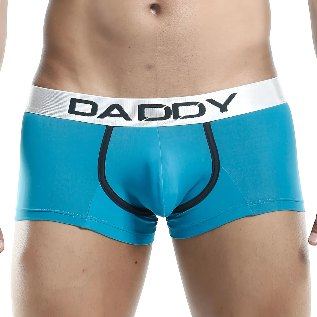 Bright blue daddy DDG001 boxer trunk with white waistband and black stitching for comfortable everyday wear