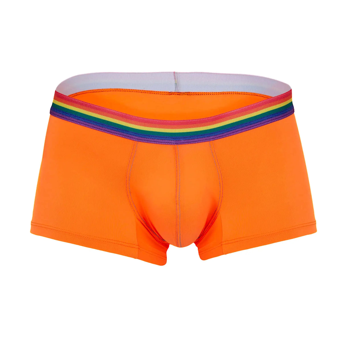 Daddy DDG011 boxer bright orange menâ€™s briefs with rainbow-striped elastic waistband for comfortable fit