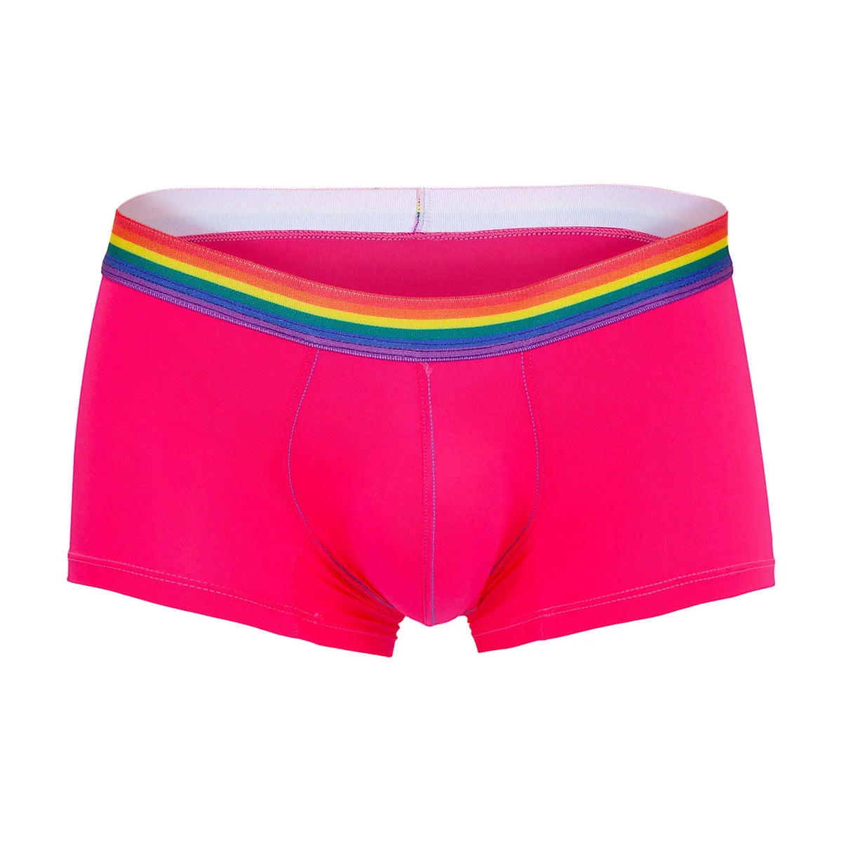 Bright pink daddy DDG011 menâ€™s briefs with rainbow-striped elastic waistband for comfortable everyday wear