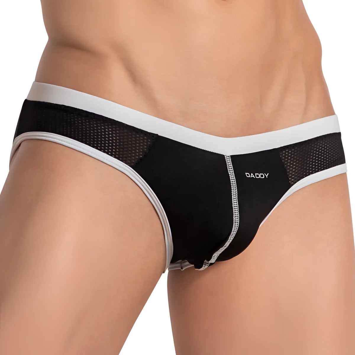 Black and white daddy ddj030 briefs with mesh panels and sleek form-fitting design for comfortable wear
