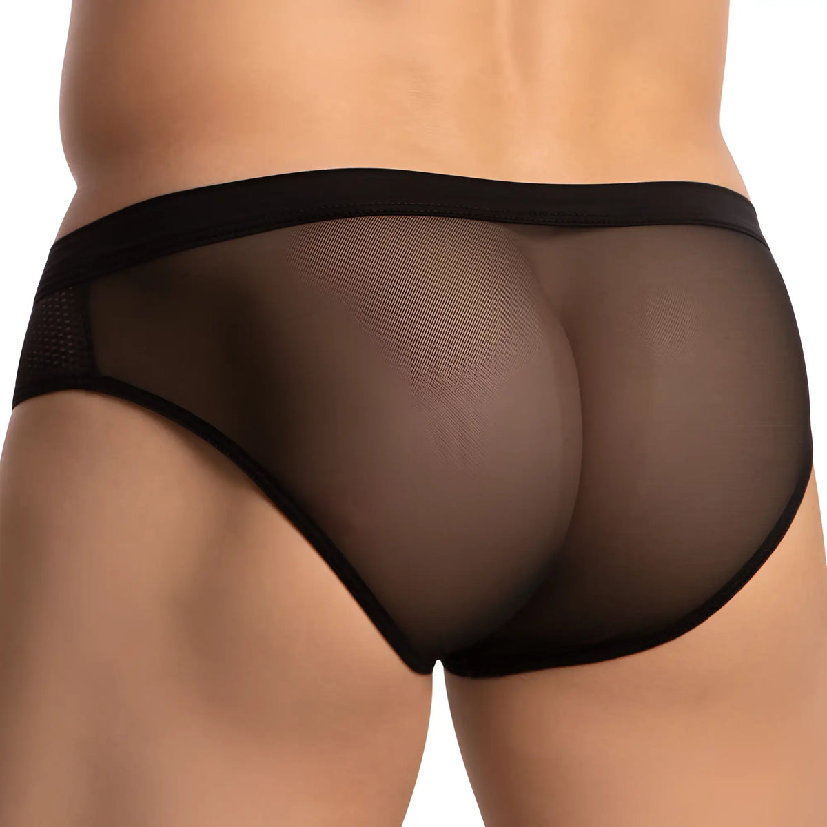 Black sheer mesh briefs daddy ddj031 brief with solid black waistband and leg openings