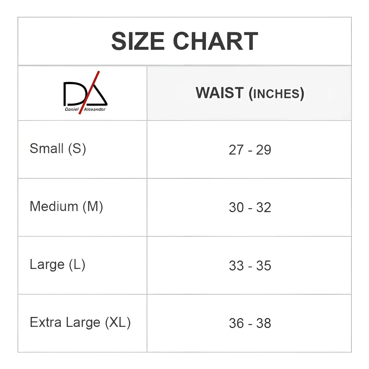 Daniel Alexander DAI090 bikini brief waist size chart in inches for accurate fit and comfortable wear