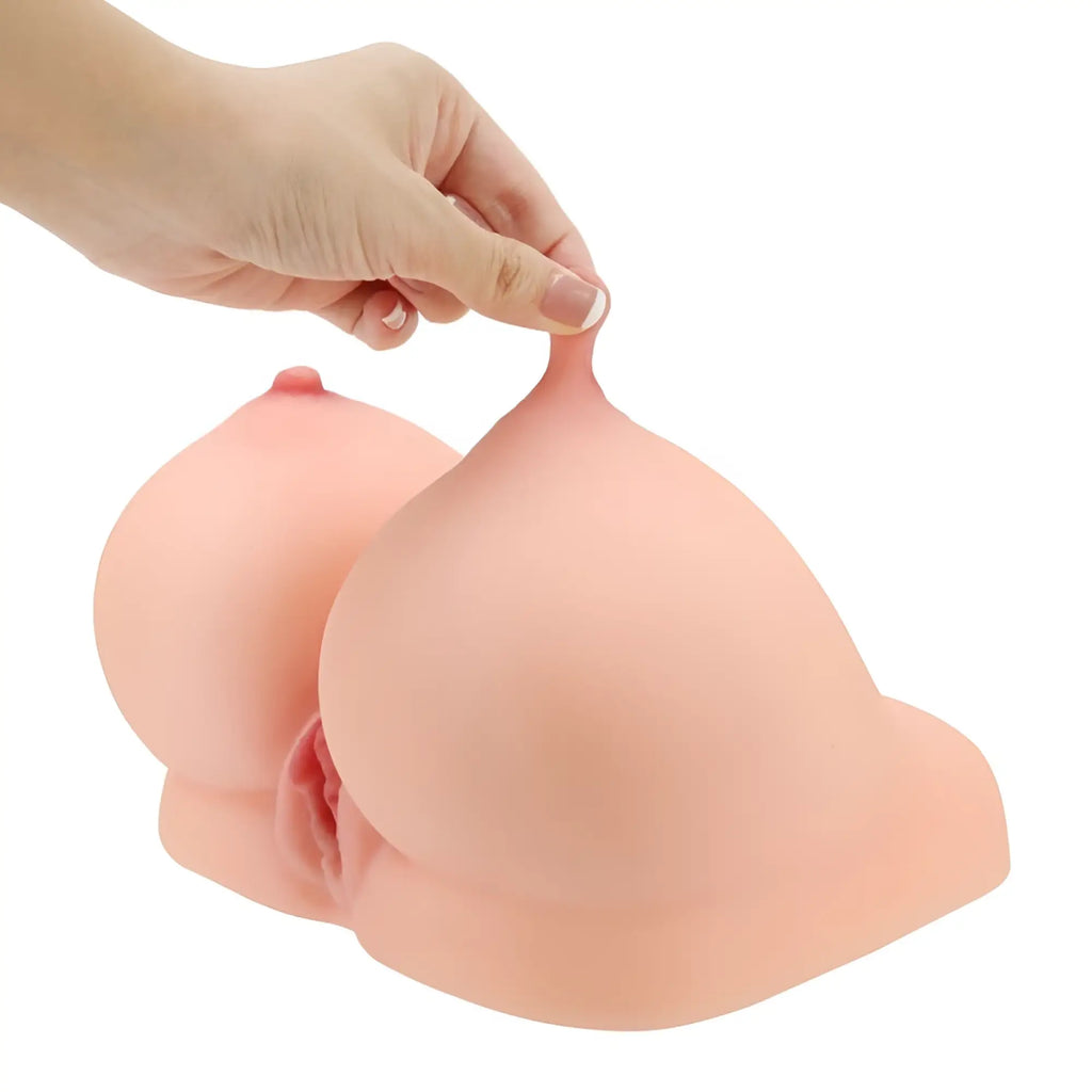 Pink silicone breast form with realistic texture and shape in daytona dolls alisha 2-in-1 pussy and titty fuck masturbator