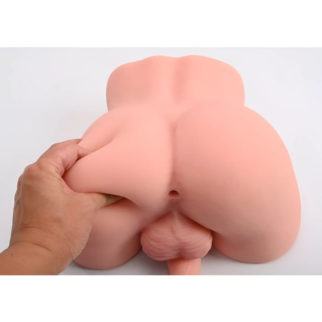 Pink silicone male torso adult toy with realistic cock and balls textured surface by daytona dolls