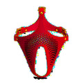 Daytona ex machina genuine leather mask red featuring red leather harness with gold-tone hardware and rhinestone pattern