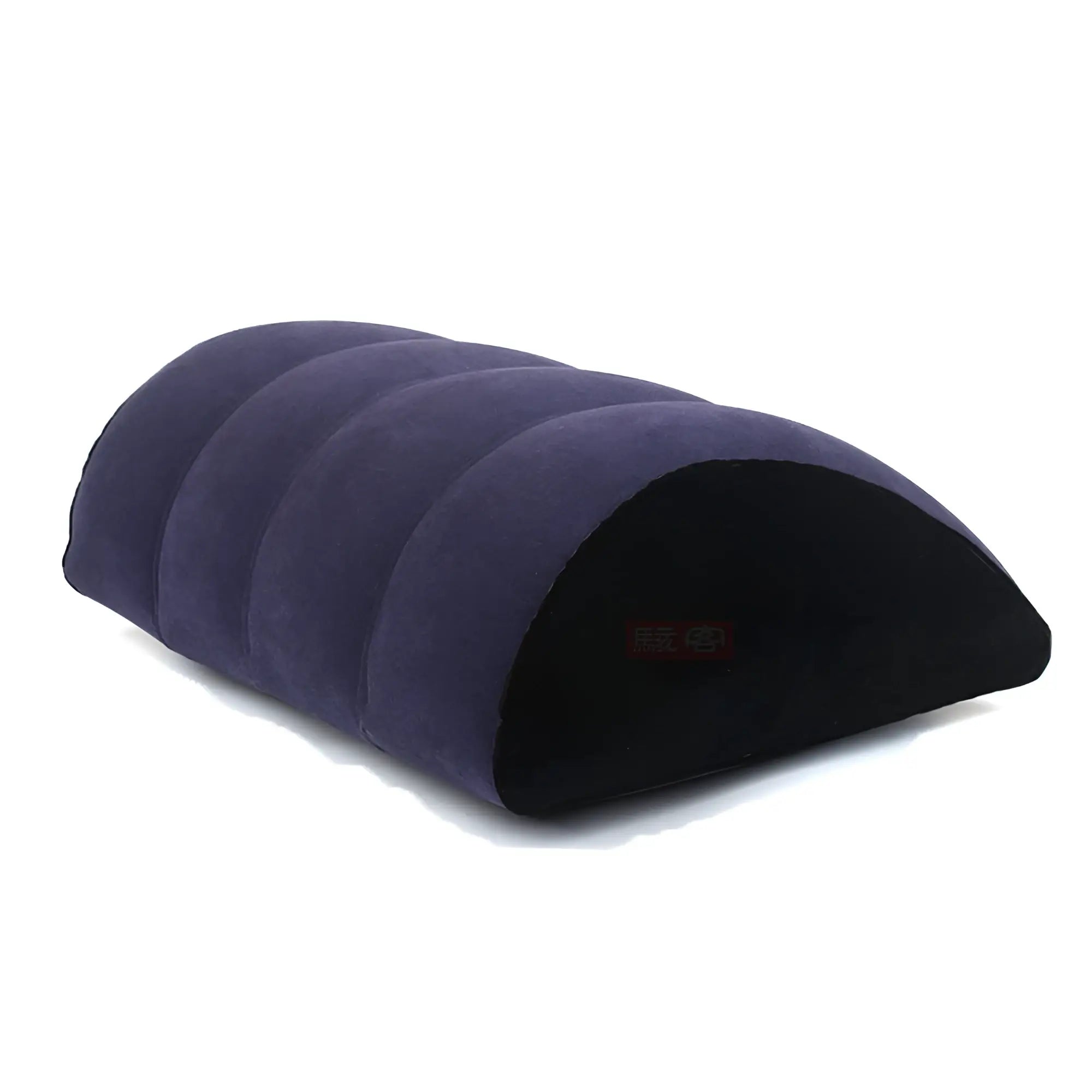 Purple daytona inflatable sex positioning arc pillow with plush segmented design and black interior lining