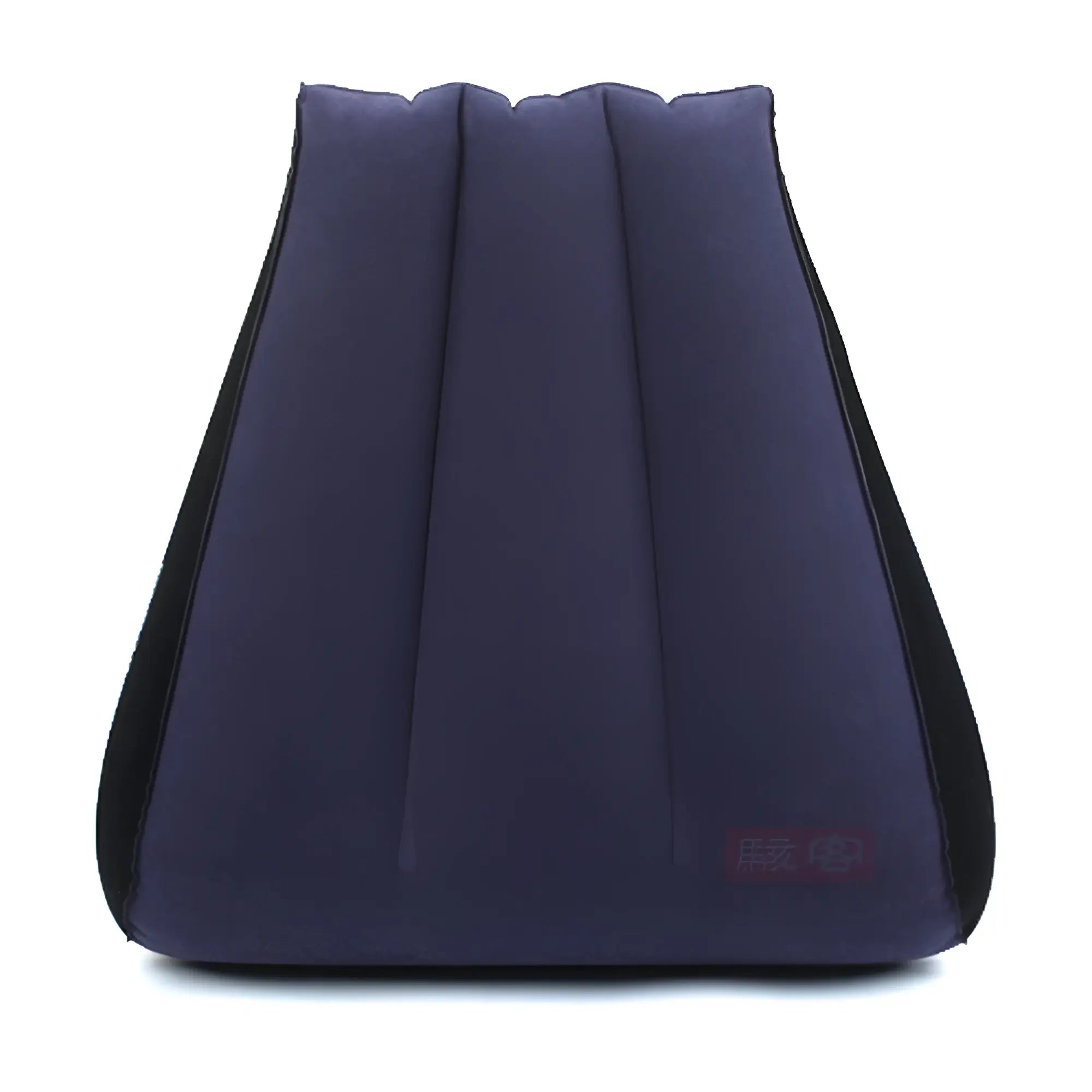 Daytona inflatable sex positioning tapered wedge cushion in navy blue with black trim and vertical stitched seams