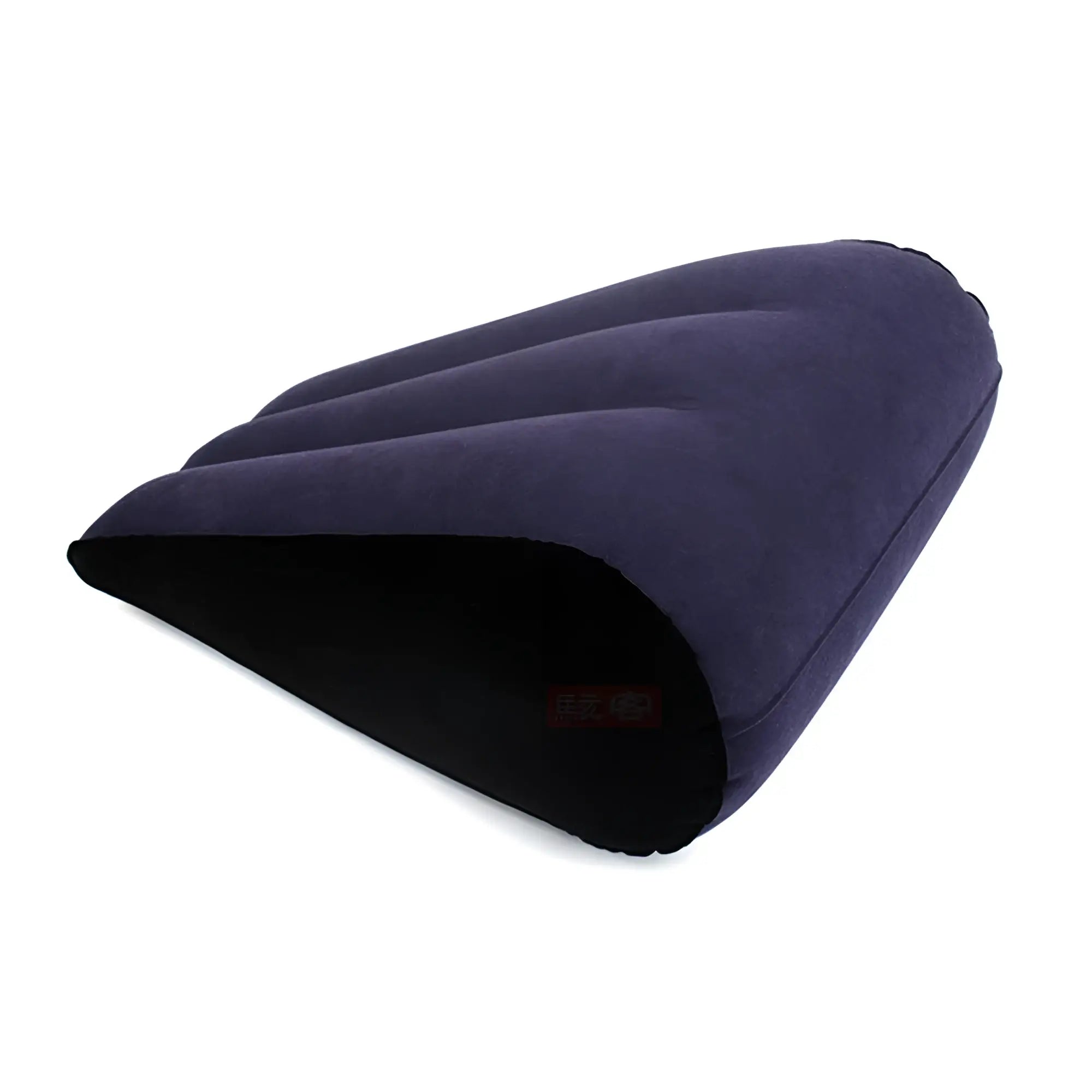 Daytona inflatable sex positioning tapered wedge cushion with plush navy blue exterior and black interior lining