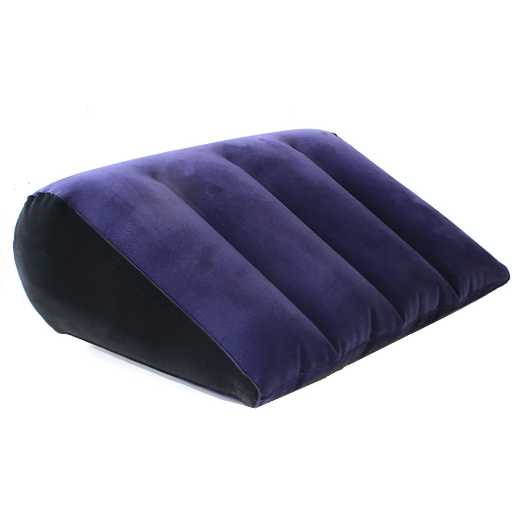 Daytona inflatable sex positioning triangular cushion purple and black wedge pillow with plush velour texture