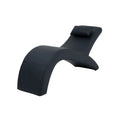 Black leather Daytona Kama Sutra Halo Arc Love Lounge chair with sleek curved design and matching cushion