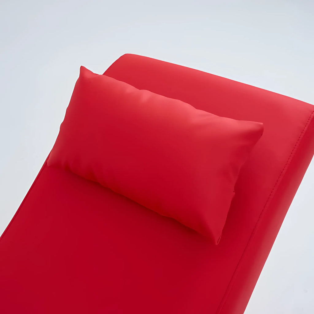 Red cushioned lounge chair with matching pillow from daytona kama sutra halo arc love lounge collection