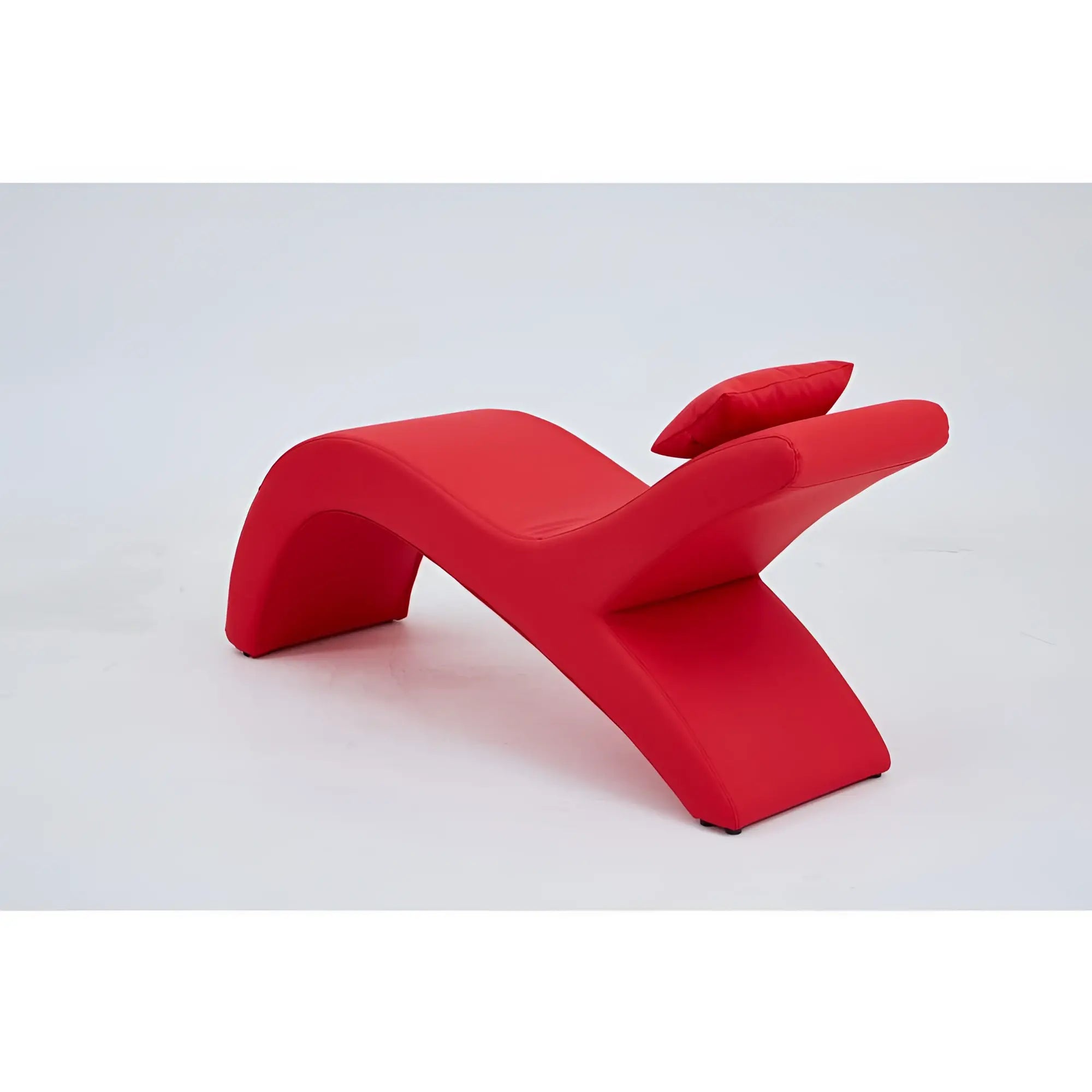 Vibrant red Daytona Kama Sutra Halo Arc modern lounge chair with sleek curved design and matching cushion