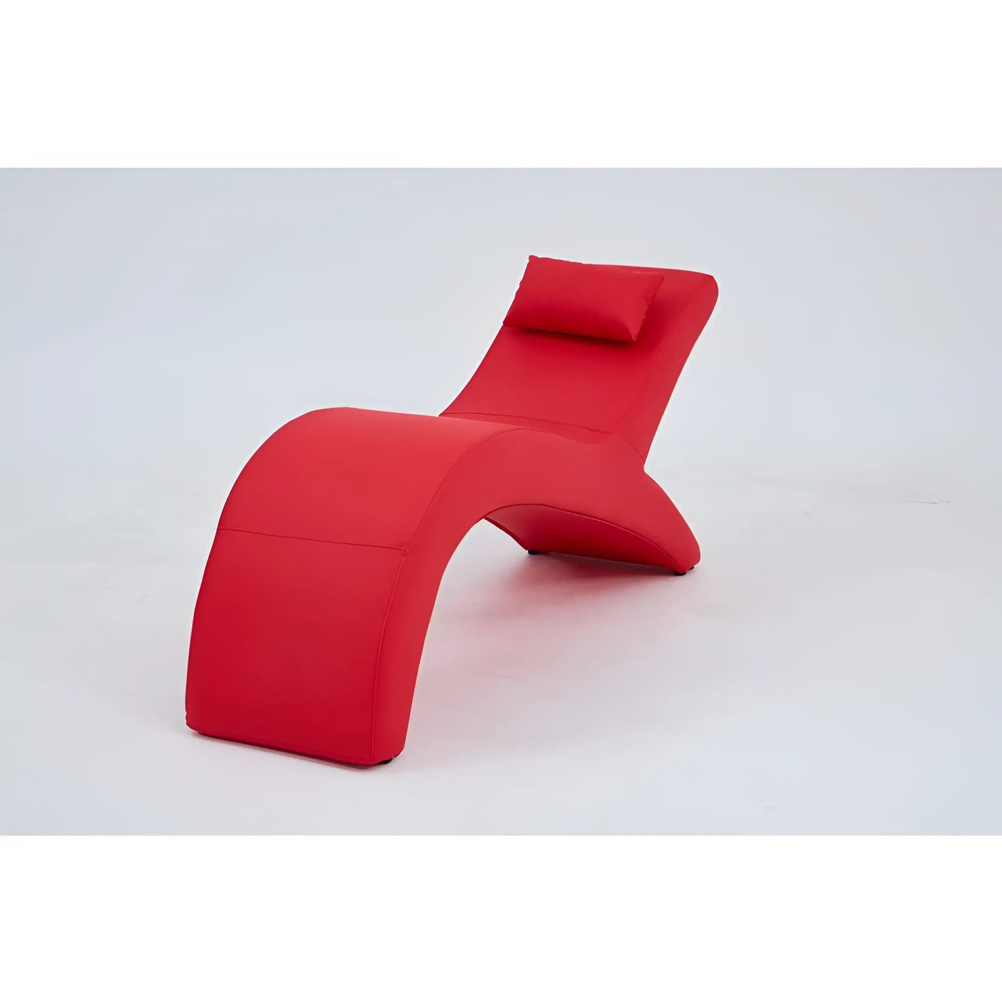 Vibrant red modern chaise lounge with sleek curved design and matching cushion in Daytona Kama Sutra Halo Arc Love Lounge red