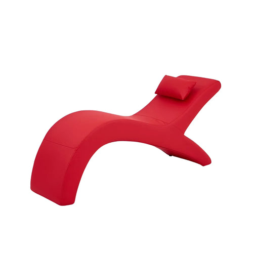 Vibrant red sleekly curved Daytona Kama Sutra Halo Arc love lounge chair with matching cushion for stylish relaxation