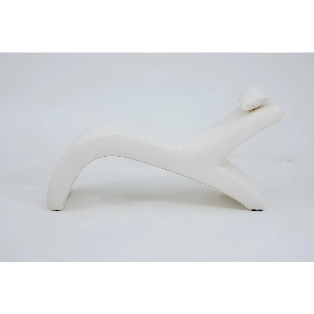 White upholstered lounge chair with sleek modern curves and minimalist design from daytona kama sutra halo arc love lounge