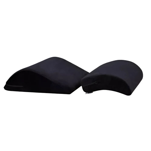 Black plush cushioned lumbar support pillows with curved design from daytona kama sutra lounge pillow set black