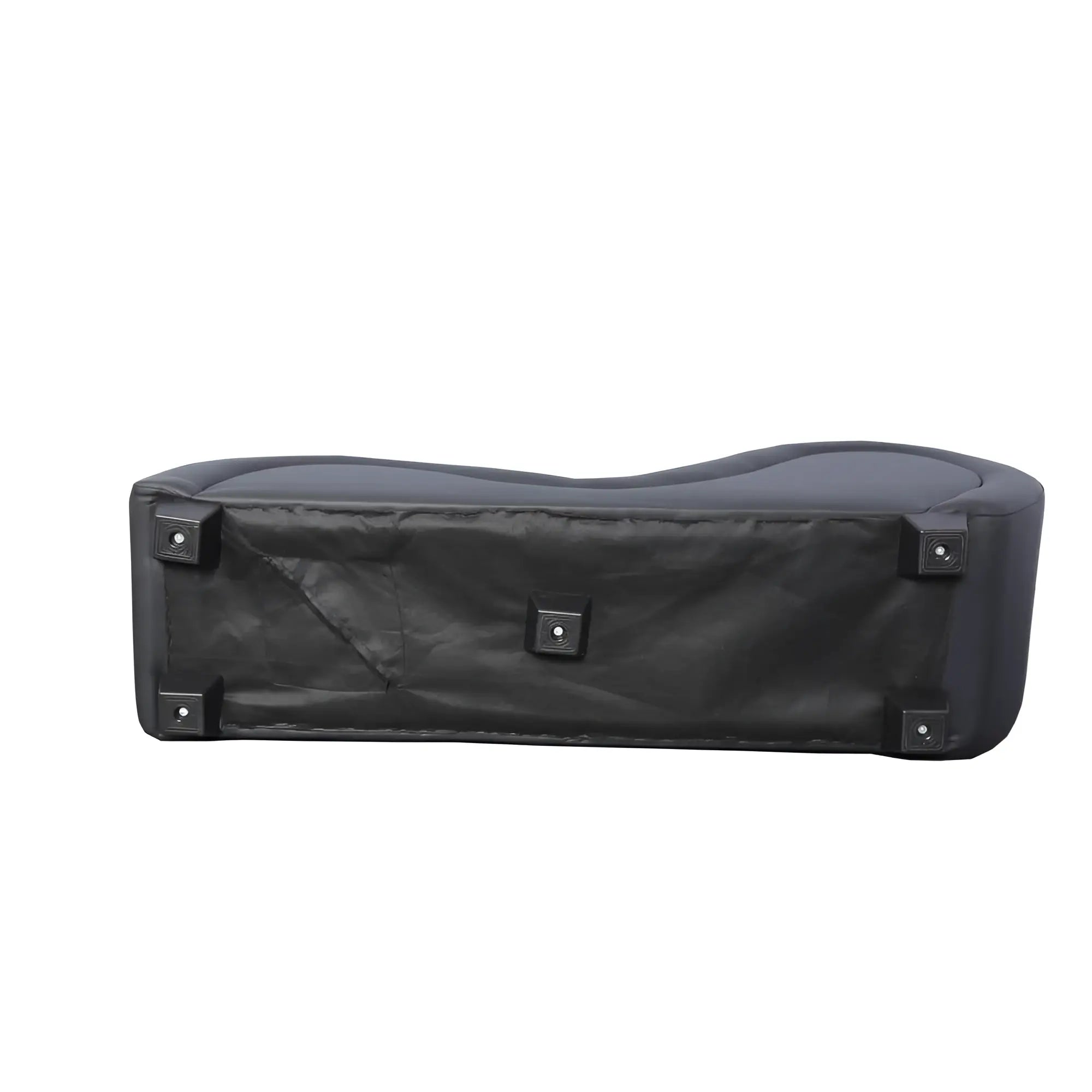 Black fabric-covered rolling suitcase with reinforced corners and four wheels from daytona kama sutra mebon chaise love lounge black