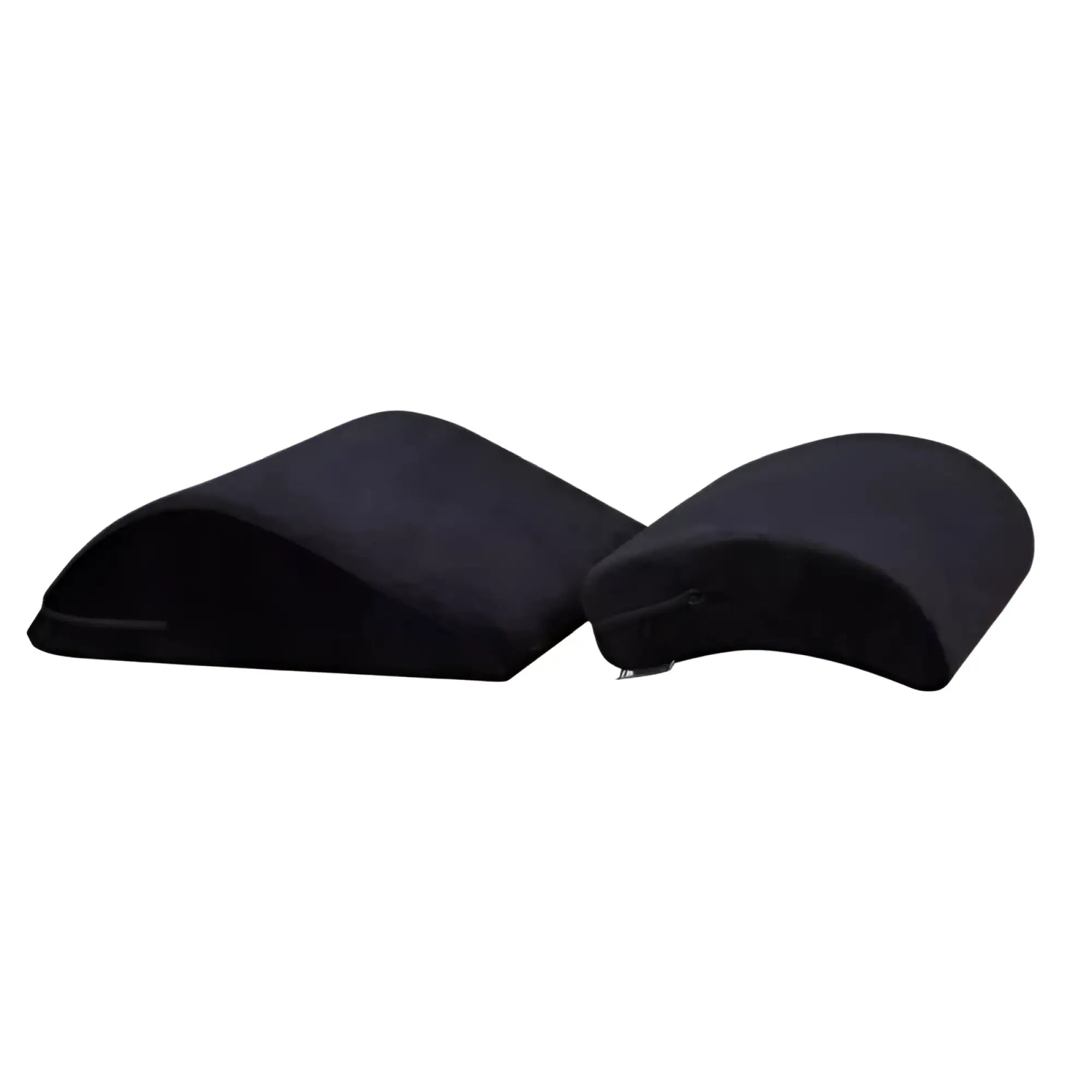 Black plush cushioned lumbar support pillows with curved design on daytona kama sutra mebon chaise love lounge