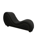 Black leather Daytona Kama Sutra Mebon chaise lounge with quilted diamond stitching and silver nailhead trim