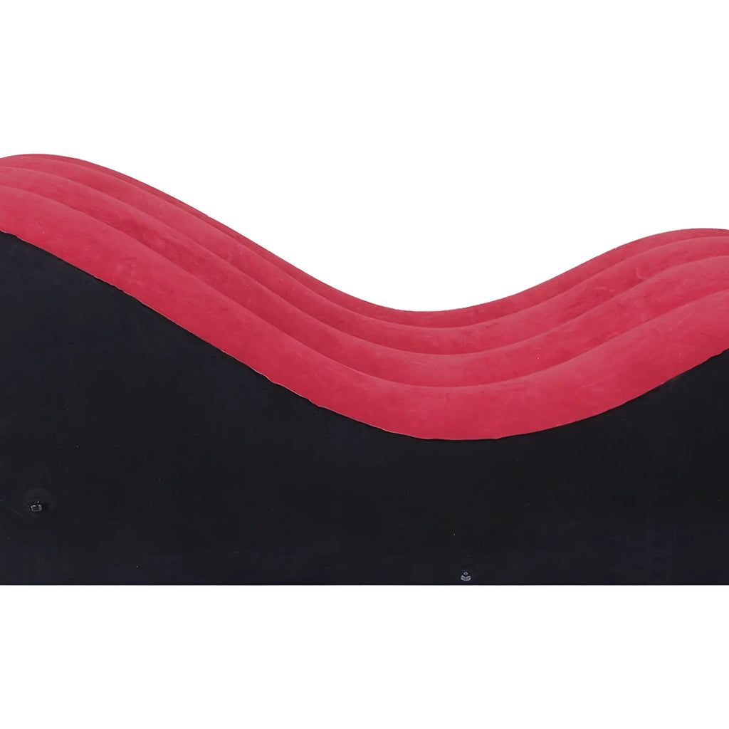 Daytona large 1.5m inflatable suede love lounge in red and black with a curved plush design and handrail
